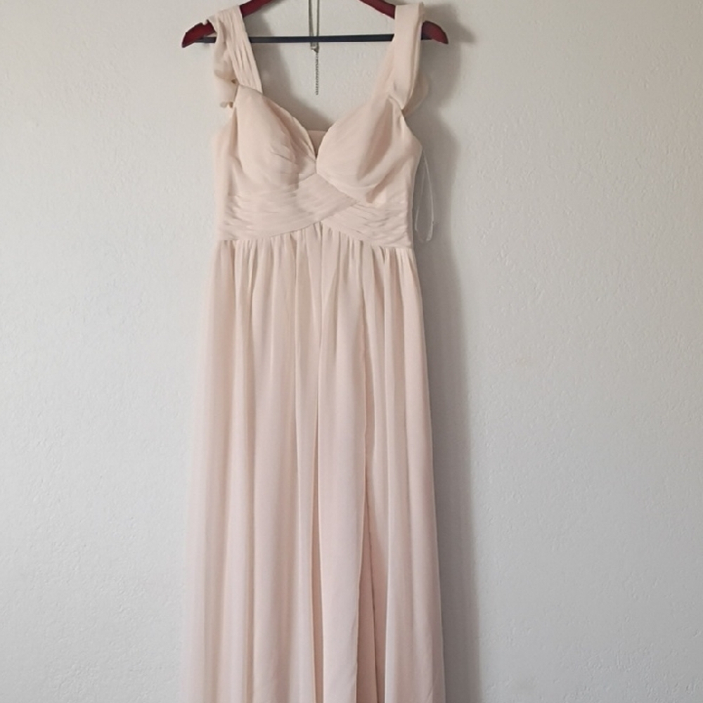 Azazie Lianne Cream Alabaster Bridesmaid Maxi Dress Size 8 - Picture 5 of 16